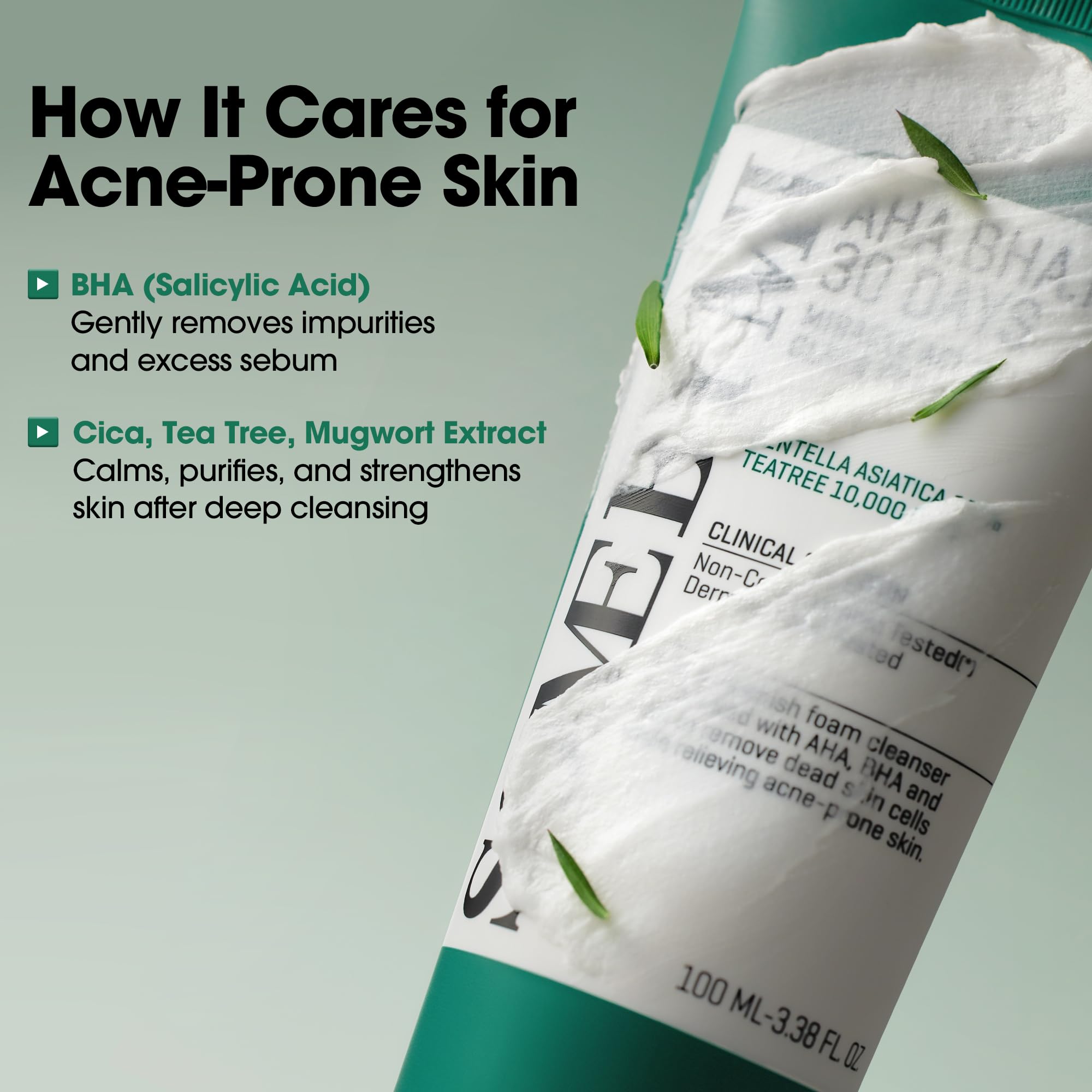 SOME BY MI AHA BHA PHA 30 Days Miracle Acne Clear Foam – Pack of 2 – Korean Acne Face Wash for Smooth & Clear Skin – Salicylic Acid Cleanser for Exfoliation & Sebum Control – Korean Skin Care