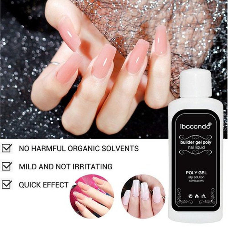 Slip Solution Poly Gel, Quick Nail Poly Gel Slip Solution with Brush + Crystal Cup, Nail Extension Kit Acrylic Liquid Poly Gel Slip Solution for Nails Art DIY