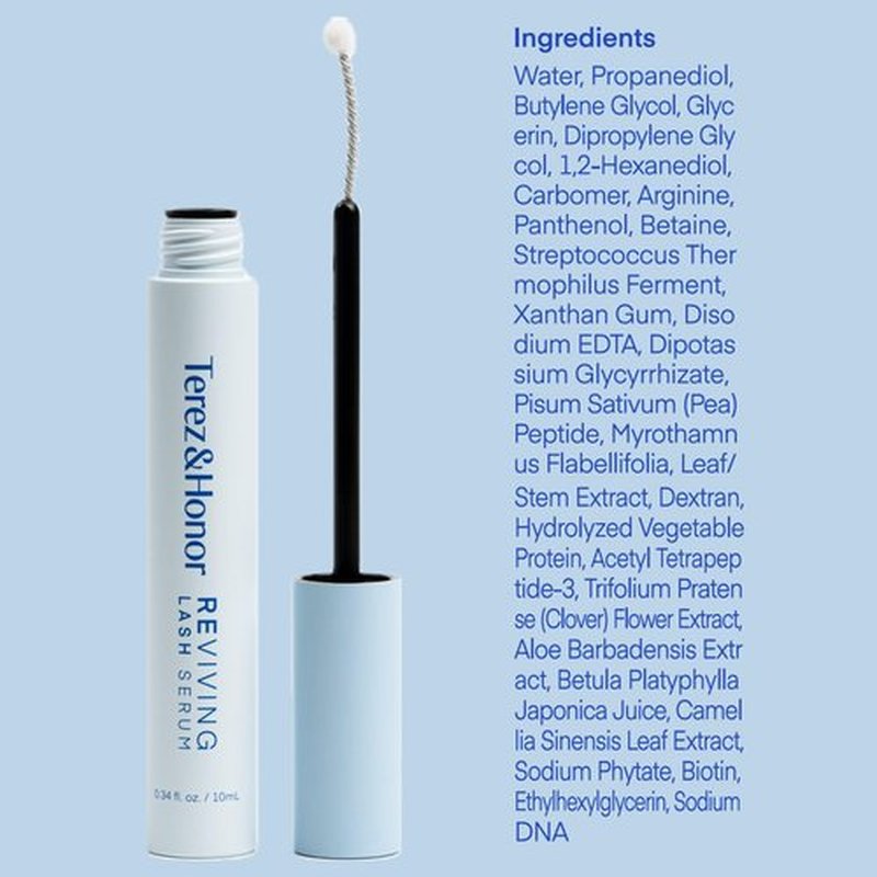Terez & Honor REviving Lash Serum - Korean Vegan PDRN Lash Growth Serum for Longer, Fuller, Healthier Lashes - Peptide & Biotin Lash Conditioner for Root Strengthening - Clean, Gentle, Made in Korea