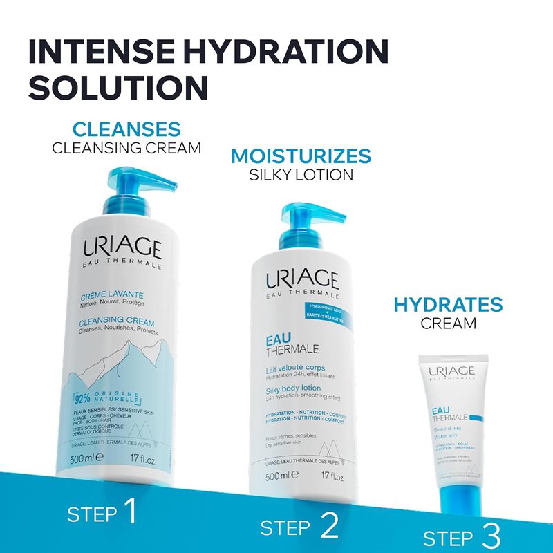 Uriage Daily Moisturizing Cleansing Cream - Nourishing 2-In-1 Body Wash with Shea Butter | Soap-Free, Fresh Scent, 200ml