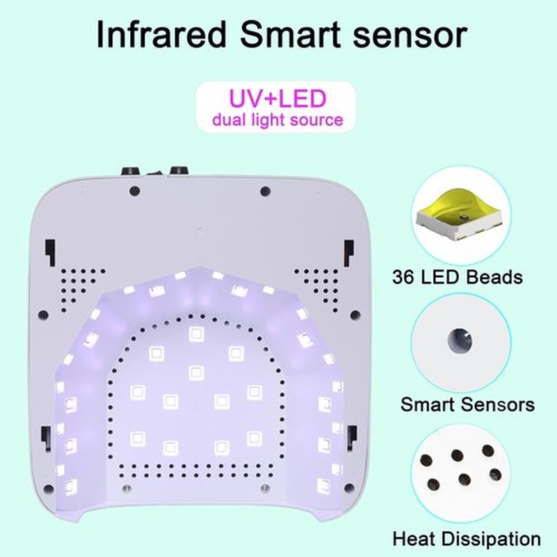 PASSHA 72W Cordless LED Nail Lamp, Rechargeable UV Nail Dryer for Gel Polish, Portable Manicure Light with 4 Timers, LCD Display, 36 LED Beads