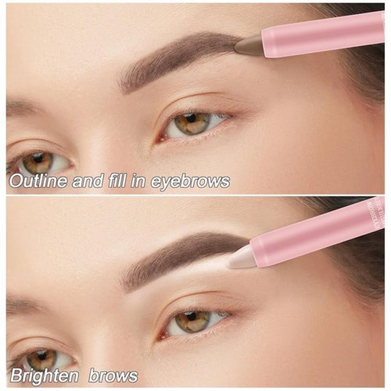 Boobeen Eyebrow Highlighter - Dual Color Contour Pencil & Illuminating Cream Pen for Natural Brows