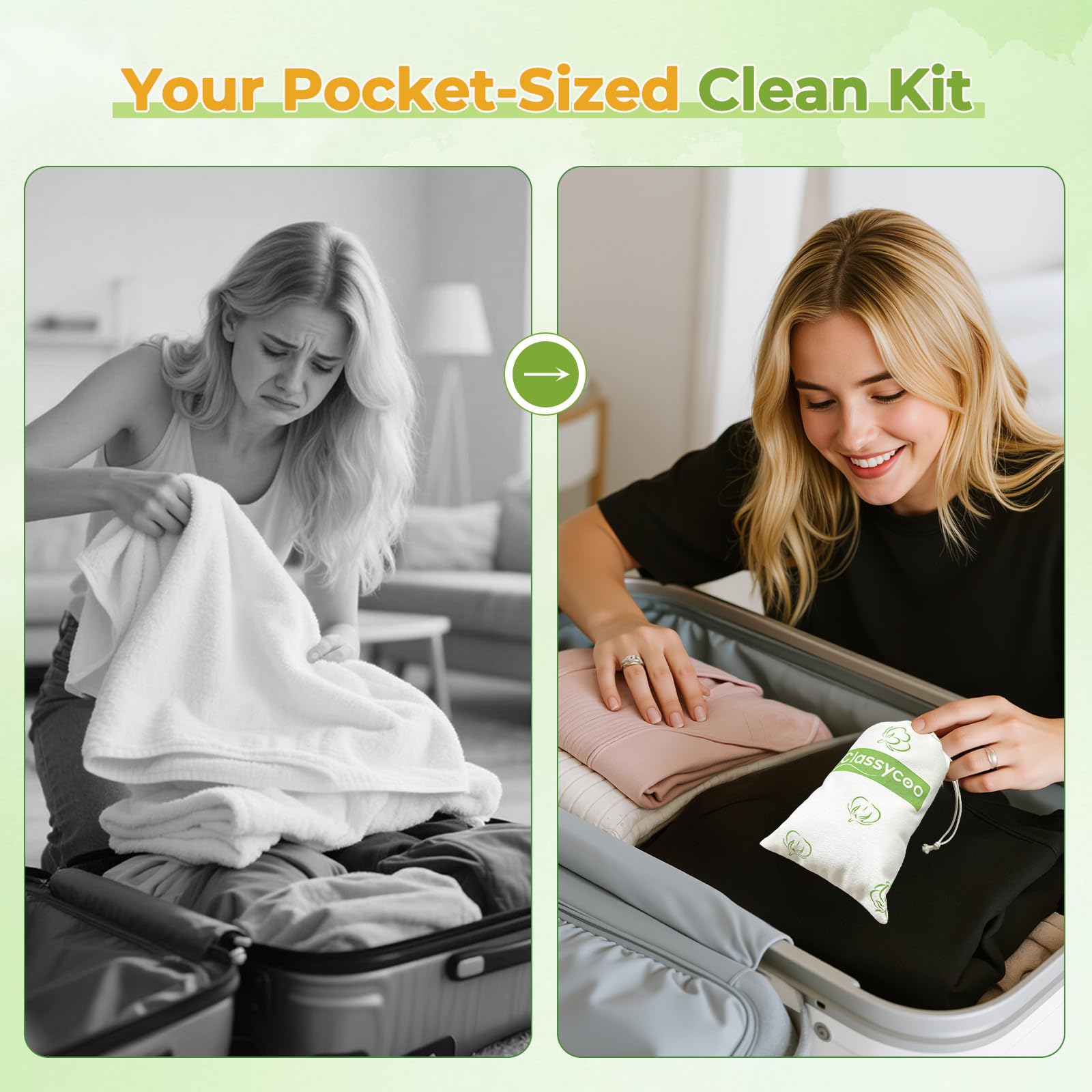 Classycoo Disposable Towel Travel Bag Set for Hotel