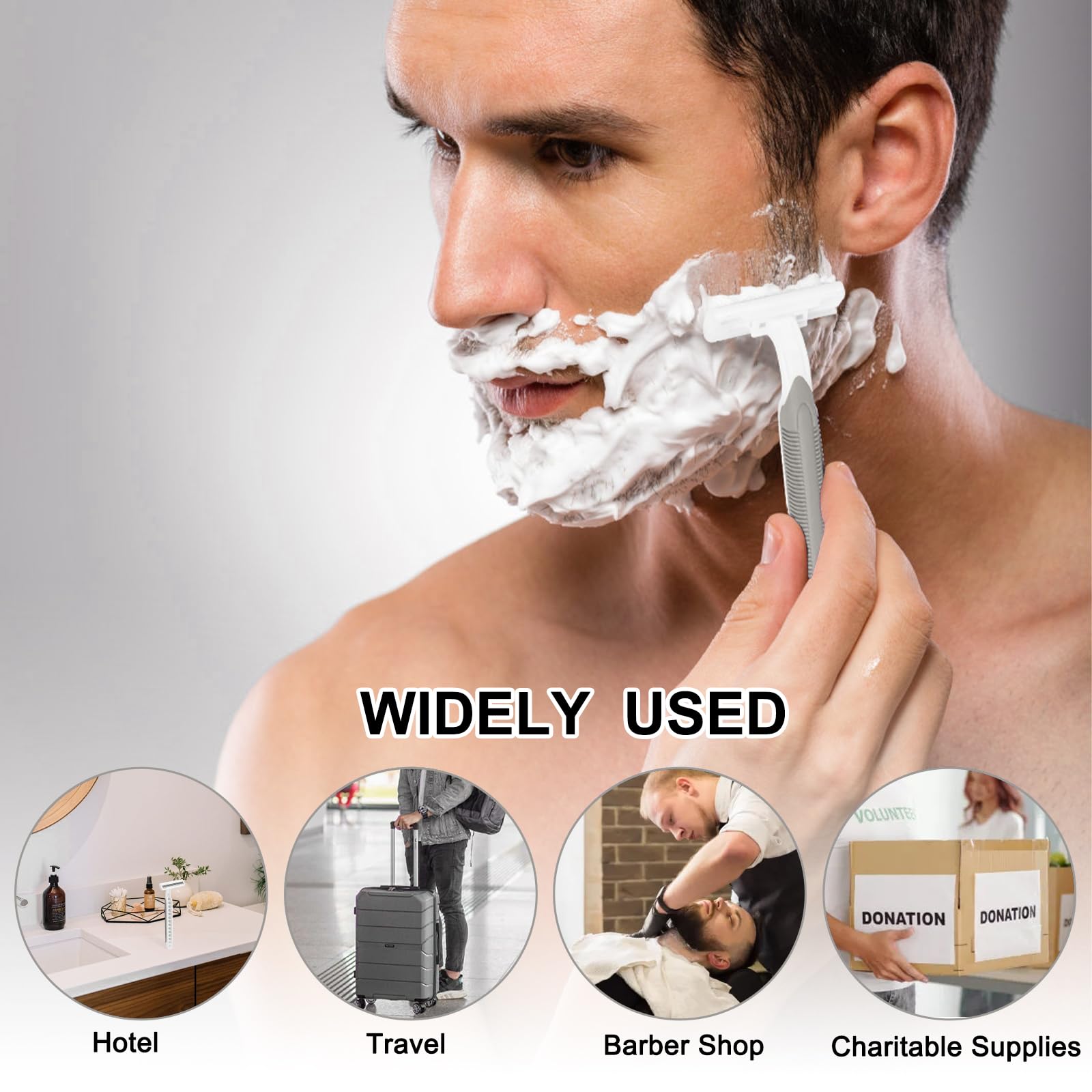 Xuezoioy Disposable Razors Bulk Pack of 30,Gray Travel Bulk Razors Single Use Individually Wrapped 3 Blade Men's Disposable Shaving Razors with Clear Cap for Homeless,Hotel,Charity,Air Bnb,Unisex