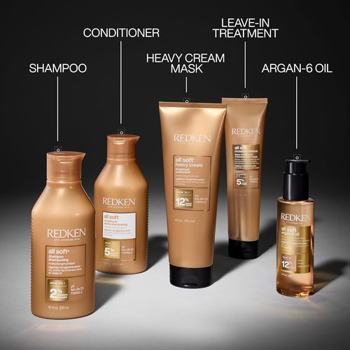 Redken All Soft Shampoo - Moisturizing Formula with Argan Oil for Soft, Hydrated Hair | Safe for Color-Treated Hair