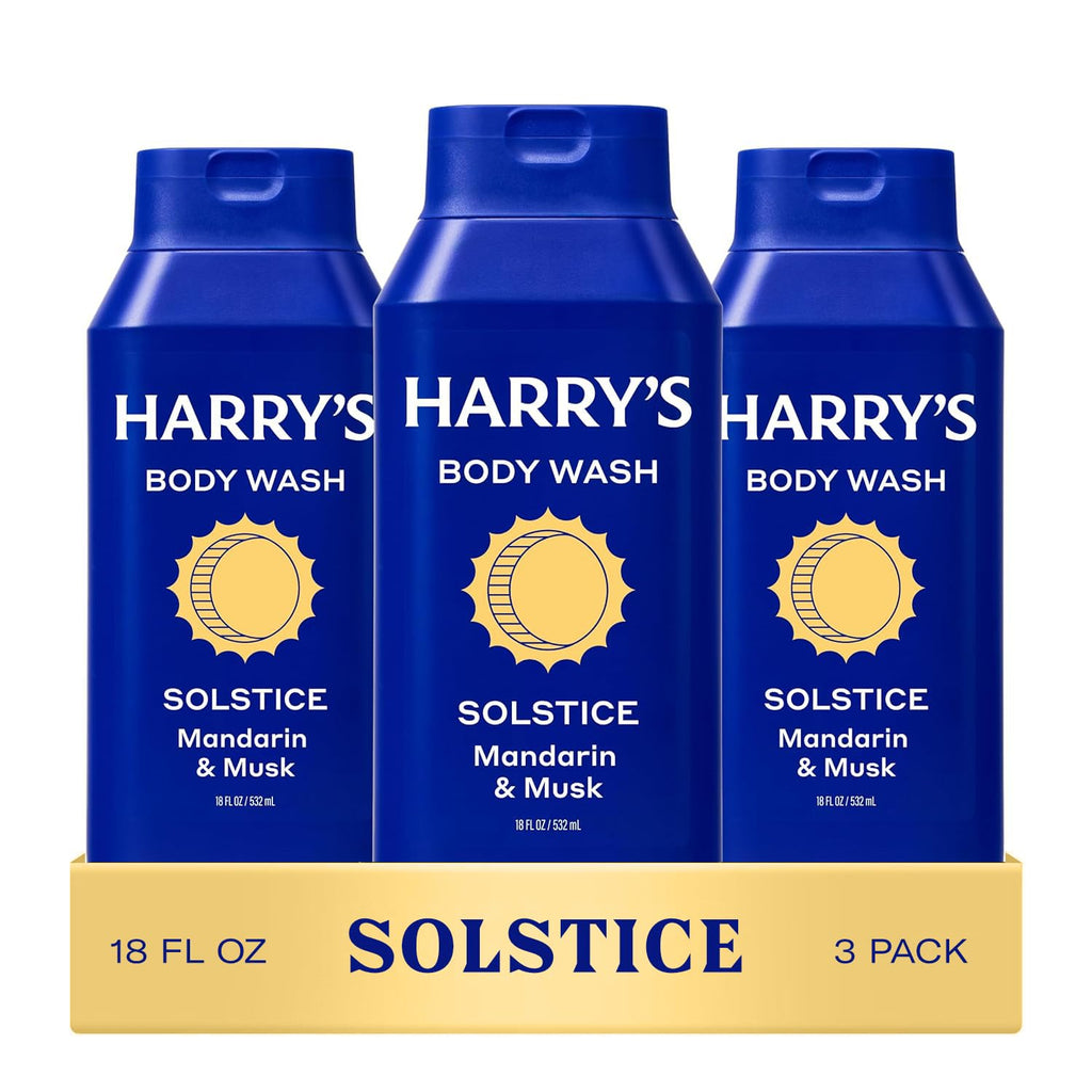 Harry's Men's Body Wash - Solstice Scent - (3 Pack) 18 fl oz - Shower Gel for Men - No Parabens, Sulfates, or Dyes