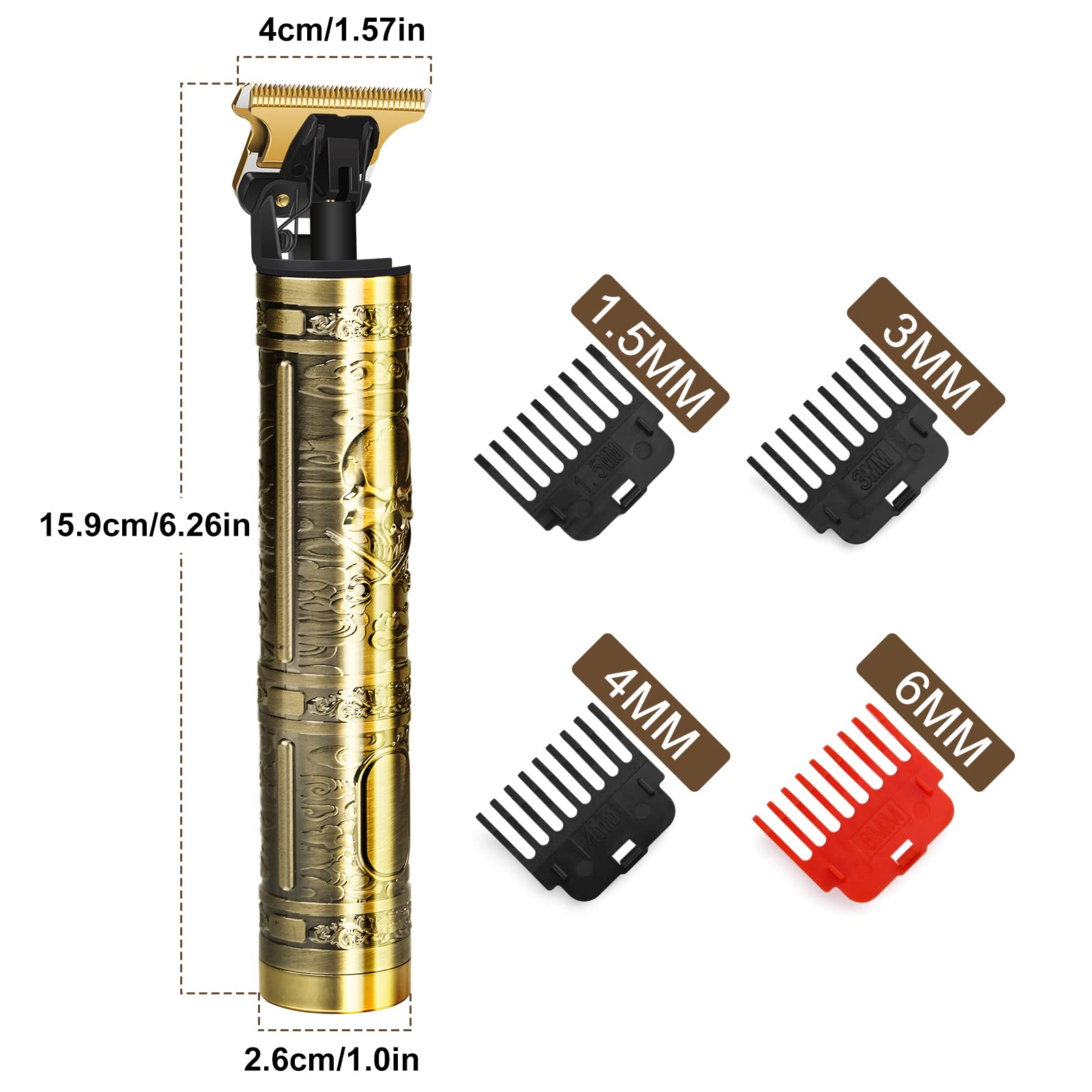 YOGINGO Professional Hair Trimmer for Men, Cordless Rechargeable Beard Trimmer Hair Clippers for Men, Metal Body Cutting Grooming Kit, Beard Shaver Barbershop, Bronze