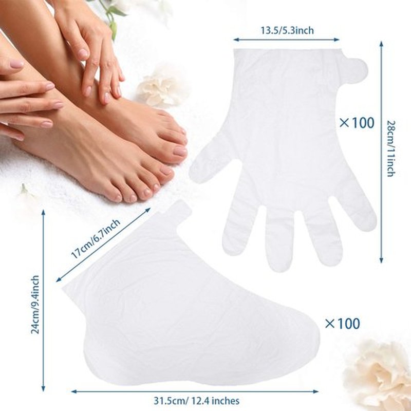 204 Piece Paraffin Wax Bath Set Paraffin Wax Mitts with Bath Liners Gloves and Booties, Plastic Bags Hand Mitts Terry Cloth Booties Foot Mitt