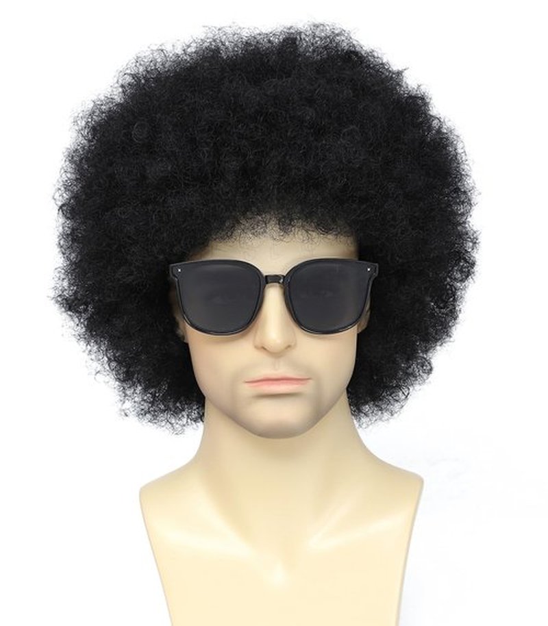Cariniss 70s Disco Afro Wig - Unisex Large Curly Wig, Perfect for Halloween, Cosplay, Retro Parties, Disco and Bob Ross Costumes (Black)