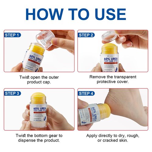 60% Urea with 2% Salicylic Acid Foot Care Stick, Maximum Strength Urea Foot Cream Callus Remover for Dry Cracked Heels, Hands, Knees, Exfoliating Moisturizer, Dead Skin Remover Foot Balm 1.41oz