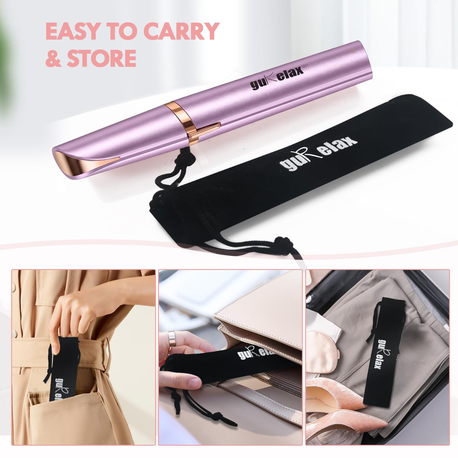 gurelax Eyebrow Trimmer for Women,Electric Eyebrow Hair Remover, Painless Brow Razor Shaper with LED Light, USB Rechargeable, Eye Brow and Face Epilator