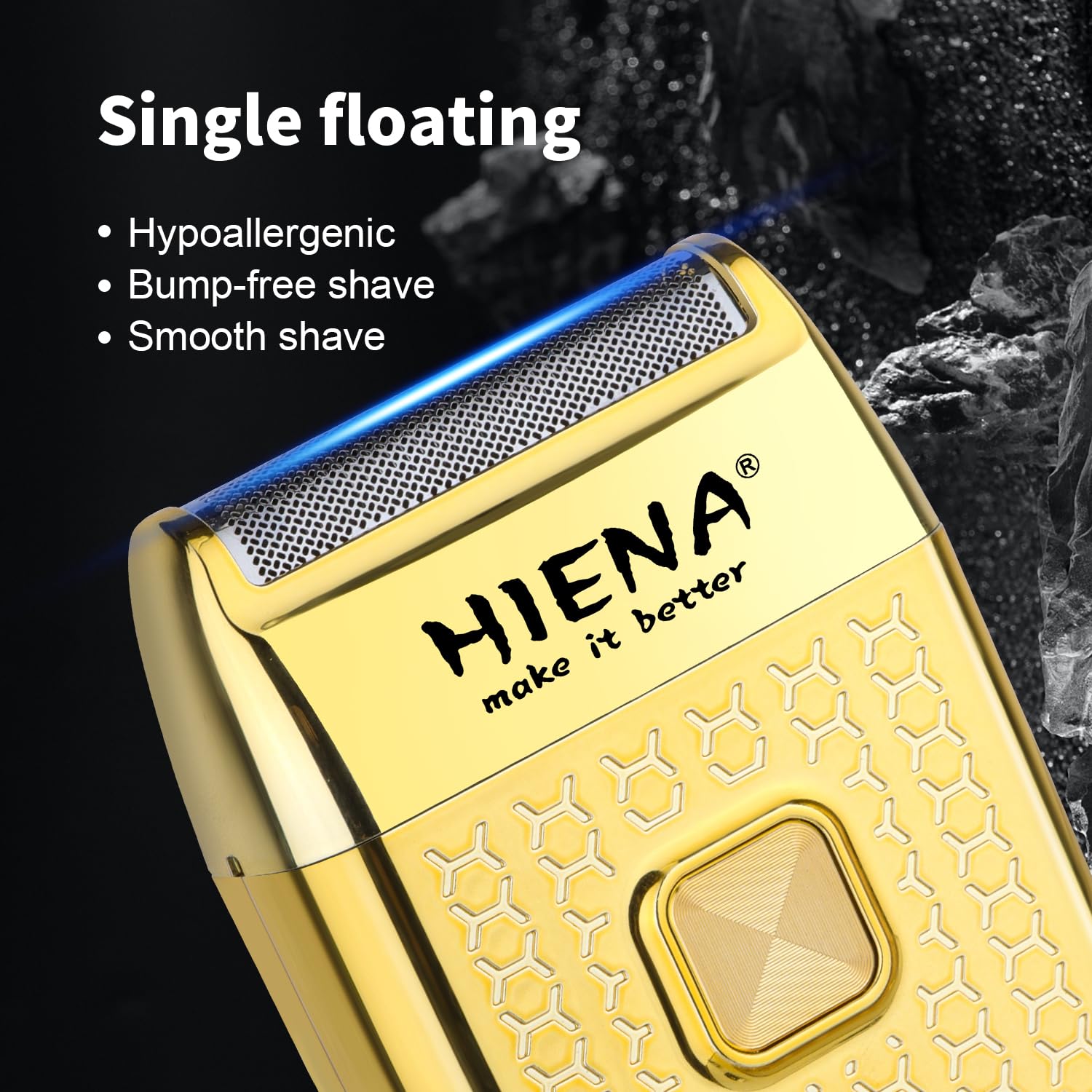 HIENA PRO Professional Reciprocating Electric Shaver for Men, Cordless Bald Head Precision Trimmer & Beard Trimmer, Foil Shaving and Men's Facial Grooming Tool with LED, Gifts for Men(Gold)