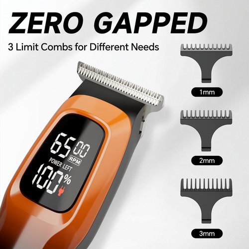 SIDHGN Professional Hair & Beard Trimmer, Electric Hair Clippers for Men, Cordless Clipper and Trimmer Set, Zero Gapped (Orange)
