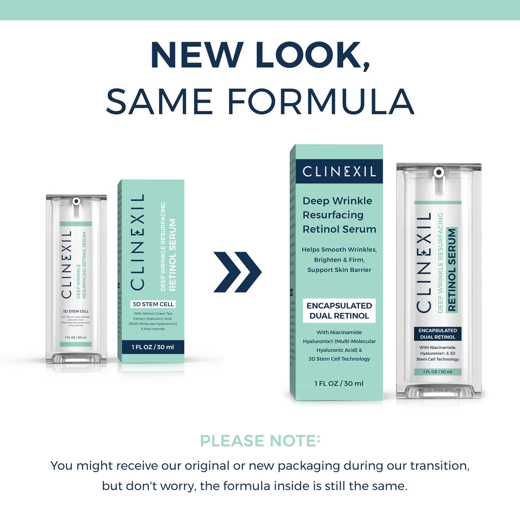 Clinexil Anti-Aging Retinol Collagen Serum for Face- 1% Encapsulated Retinol, Niacinamide & Hyaluronic Acid Improves Wrinkles, Hydration, Skin Texture. Gentle for Sensitive Skin-Fragrance Free-1 FL OZ