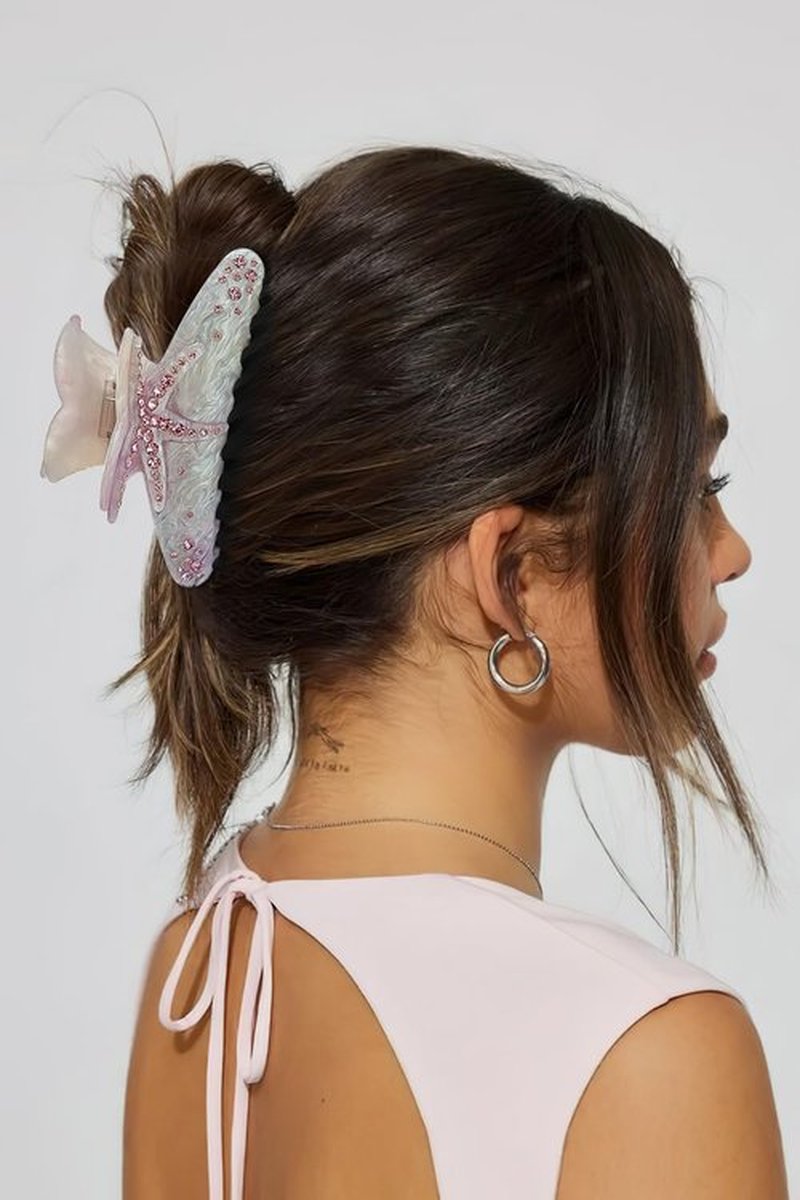 LILIE&WHITE Acrylic Hair Clips For Women Purple Claw Clips Summer Beach Starfish Hair Clip With Claw Hair Styling Hair Clips Accessories Long-lasting Fixed Hairstyle