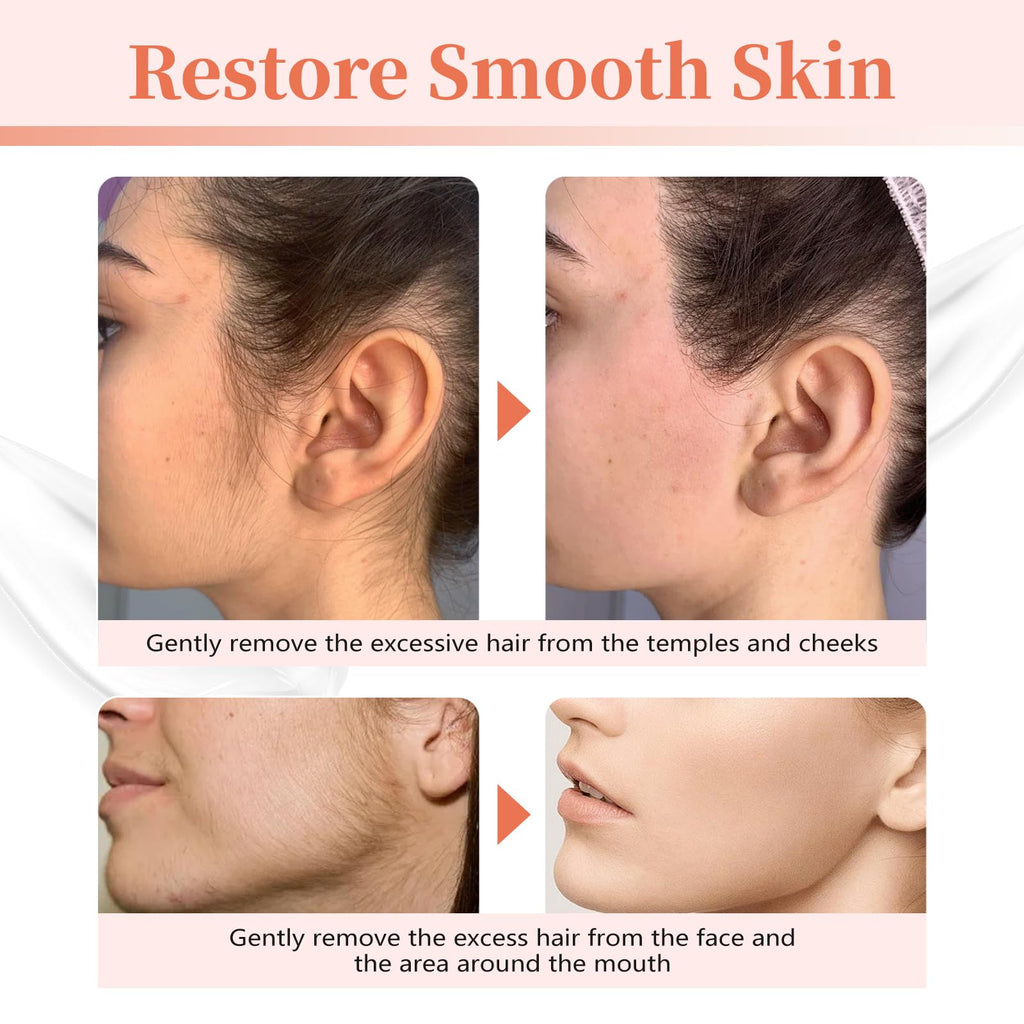 Women Facial Hair Removal Cream for Face Sensitive Skin, Painless Facial Depilatory Cream for Face, Flawless Unwanted Chin Upper Lip Hair Remover, At Home Pubic Hair Removal