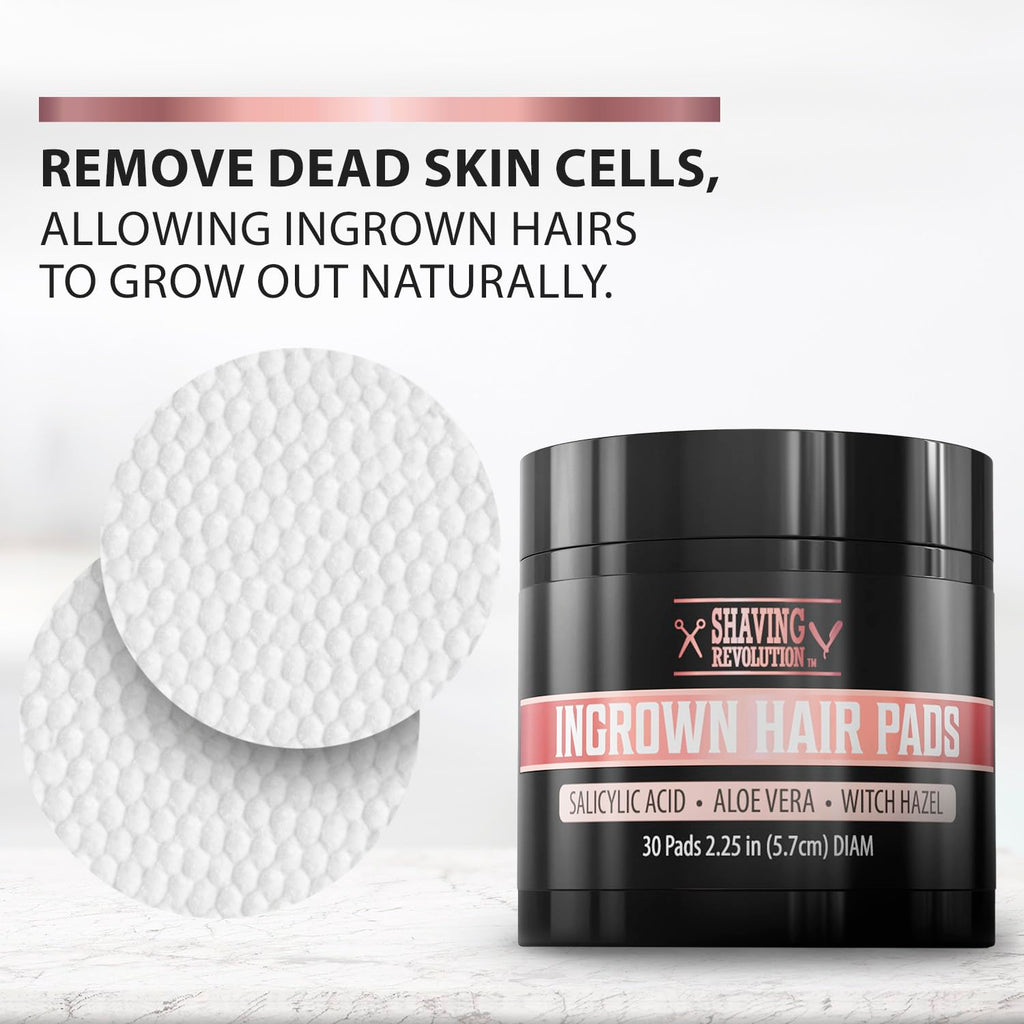 Viking Revolution Ingrown Hair Pads - Remover AHA Treatment for Bikini Area Exfoliator After Shave Women with Aloe Vera, Witch Hazel and Salicylic Acid (30 Pads)