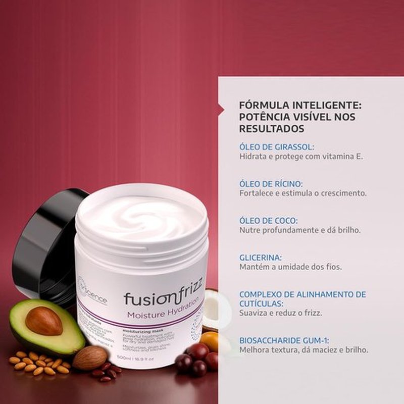 Brscience FusionFrizz Moisture Hydration Mask - Reconstructive Treatment for Damaged Hair 500mL