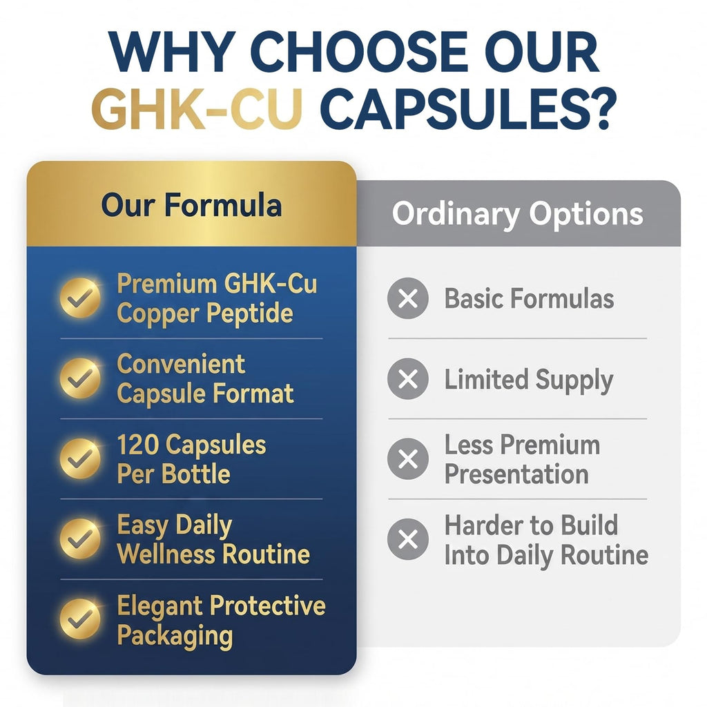 Life Nutrition GHK-Cu Copper Peptide Supplement, 120 Vegan Capsules, High Potency, Promotes Skin Repair, Radiant Skin Elasticity, Anti-Aging & Hair Growth Support