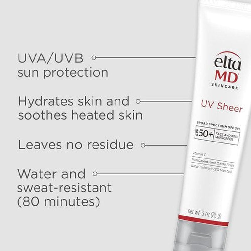 EltaMD UV Sheer Face Sunscreen - SPF 50+ Zinc Oxide Formula with No White Cast for Face & Body