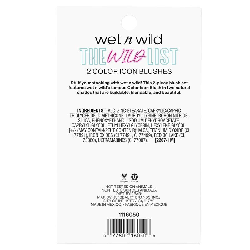 wet n wild Color Icon Blush Duo, Effortless Matte Natural Sheer Glow & Seamless Blend, Luxuriously Infused Smooth Jojoba Oil, Cruelty-Free & Vegan - Bed of Roses & Naked Brown