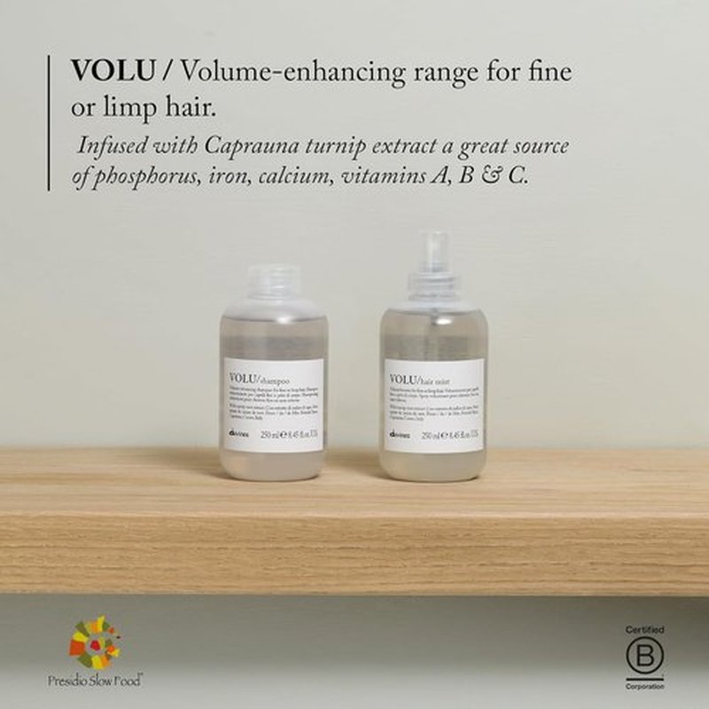 Davines VOLU Shampoo - Volumizing Gentle Cleanser for Fine Hair | Soft, Light, Travel Size 2.54 Fl Oz