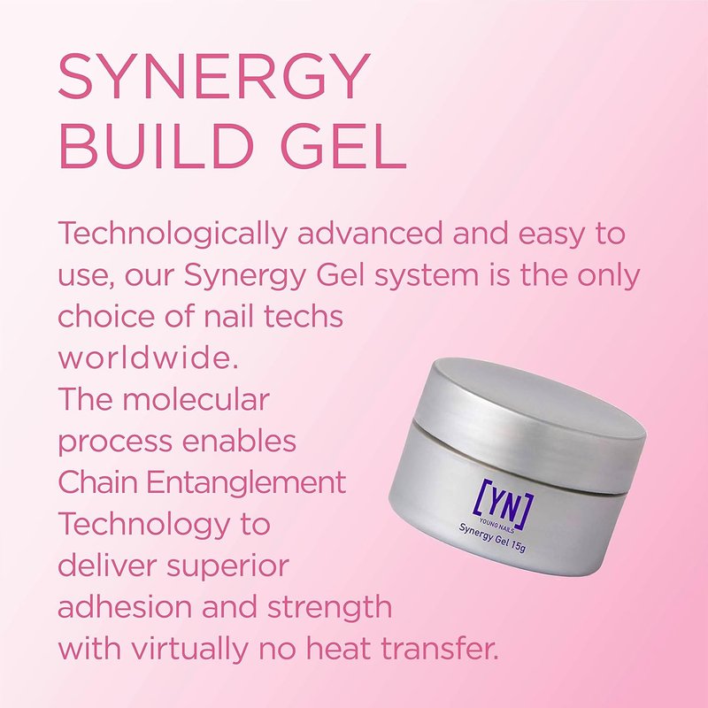 Young Nails Synergy Gel - Hard Builder Gel for Superior Adhesion & Strength | Pink, 15g