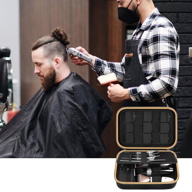Boobowl Barber Accessories Bag for Clippers and Supplies, Mens Hair Trimmers Box, Portable Clipper Storage Holder for Hair Cutting, Guard Grooming Kit and Barbers Supplies (Bag Only)-Dark Black