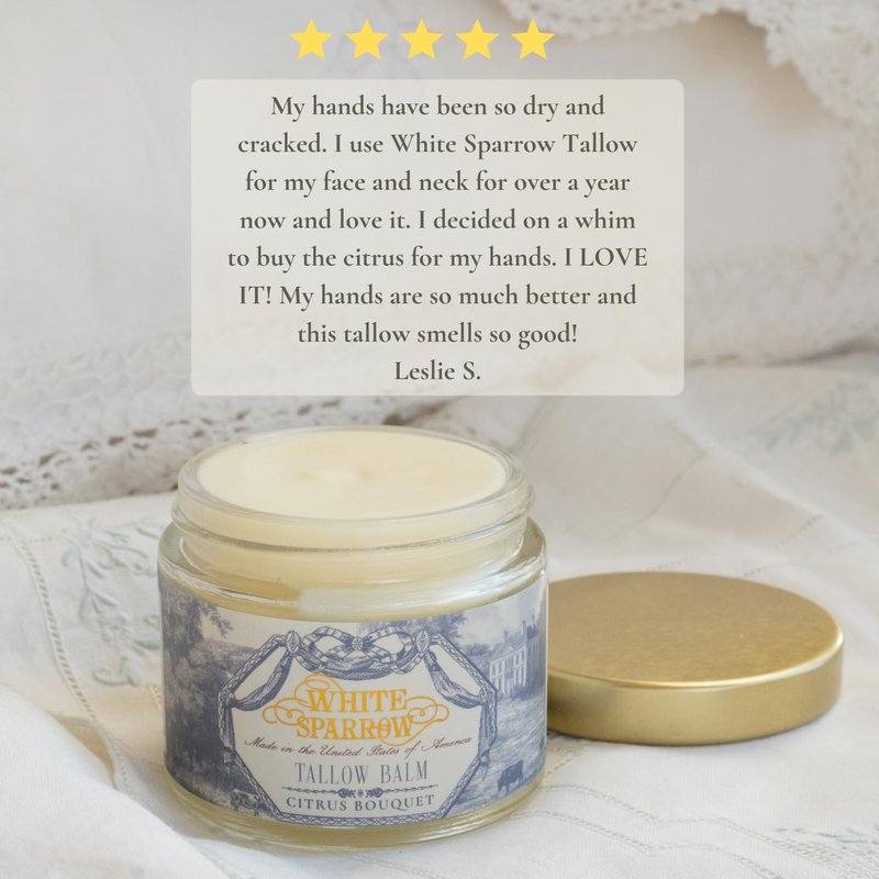 White Sparrow Farmacy Organic Grass Fed Tallow Balm - (Citrus Bouquet) Organic Tallow from Grass Fed Cows & All Organic ingredients. For Face and Body. (2.0 oz)…