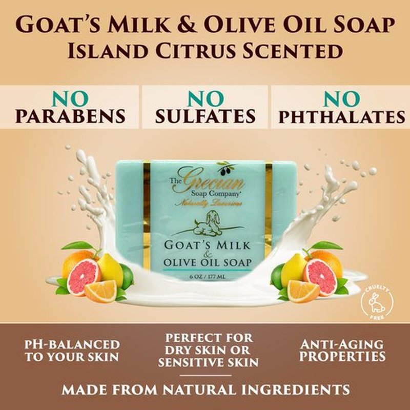 The Grecian Soap Company Deluxe Bathtub Gift Set, 6pcs Goat Milk & Olive Oil Skin Care Set, Birthday Gifts for Women, Bridal Shower Gifts, Gifts for Mom, Island Citrus Scent, Handmade in the USA