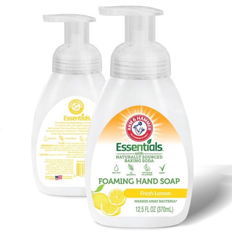 Arm & Hammer Foaming Hand Soap for Skin Cleaning - Cleanser with Fresh Lemon Scent - Hand Soap Pump with Aloe Vera & Different Ingredients 12.5 Fl Oz (370mL)
