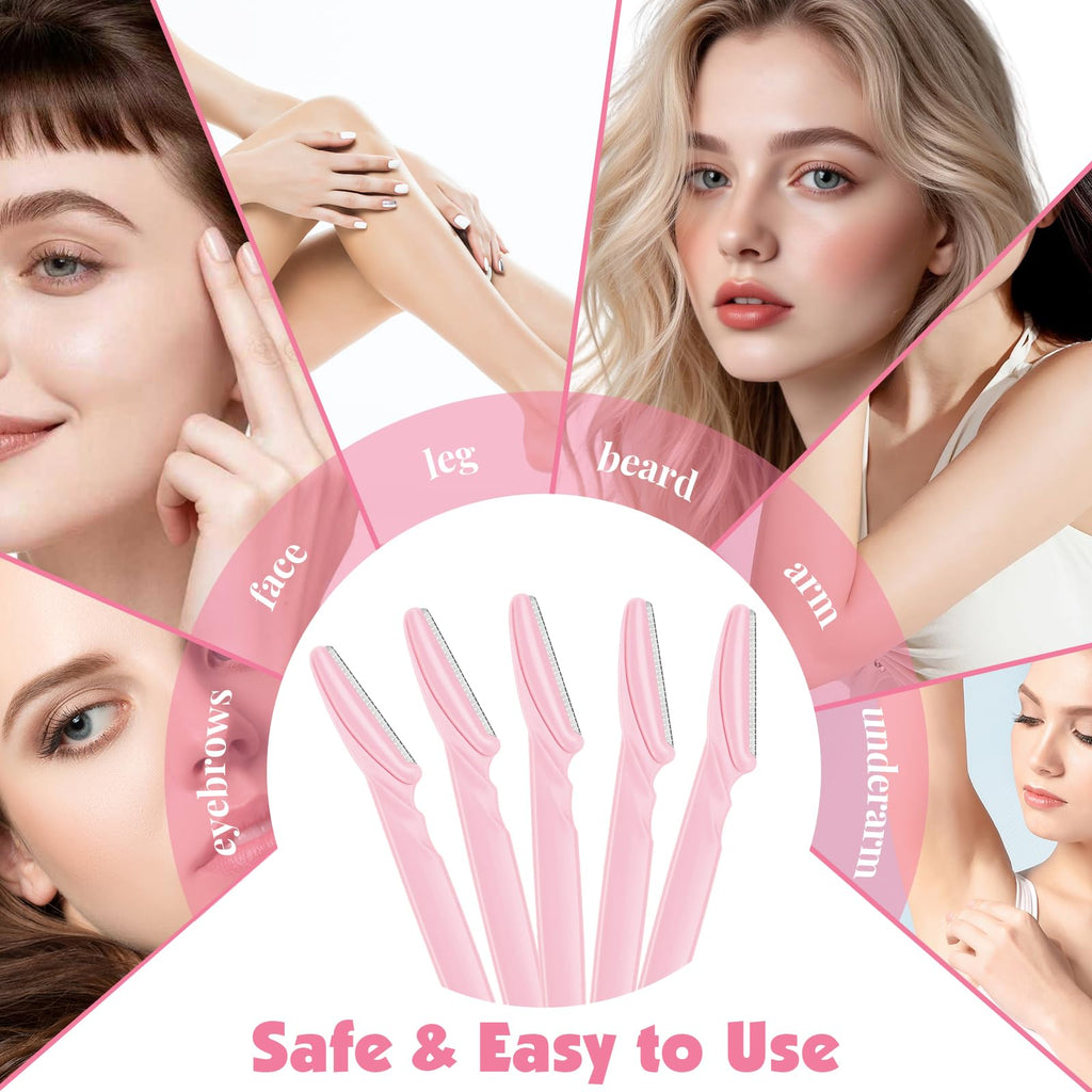 Phyyixs 88 Pcs Dermaplaning Tool & Face Razors for Women in Storage Jar – Blush Petal Style, Eyebrow Razor with Safety Covers, Ideal Self-Care Gifts