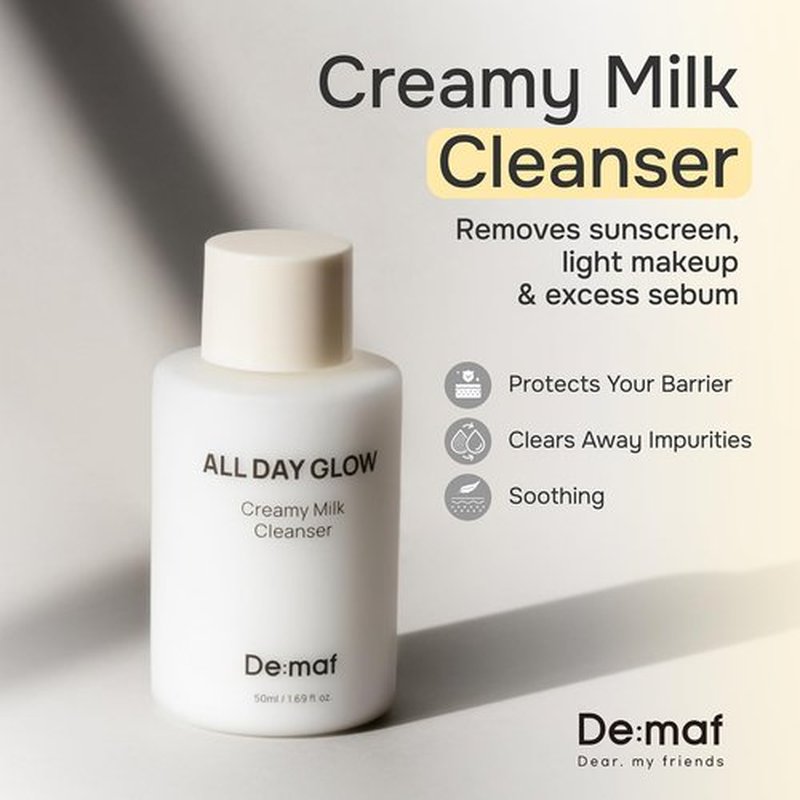 De:maf Welcome Kit Cleansing Set – Gentle Cleansing Trio with Travel Pouch | Olive Oil, Milk, and Rice Foam Cleansers for All Skin Types