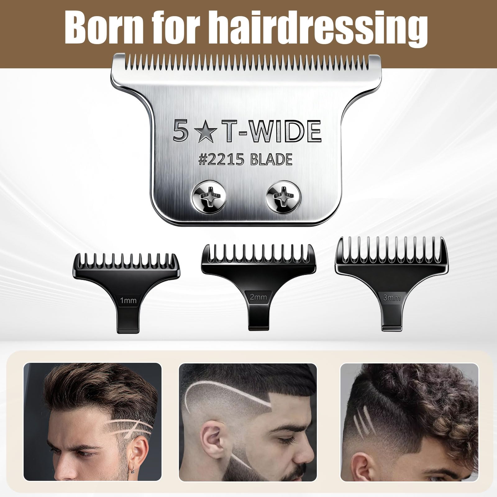 Replacement 2215 T Wide Blades Adjustable Trimmer Blade compatible with Wahl Professional 5 Star Series 8081 and 8171 Hair Clippers Blades-Model 2215 (2Pcs Silve)
