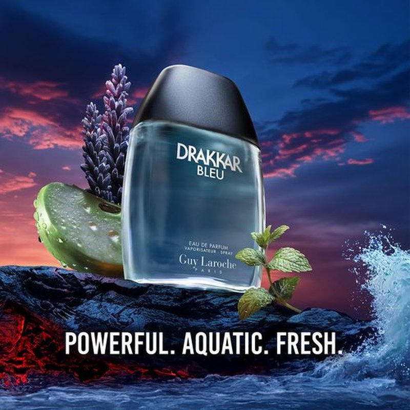 Guy Laroche Drakkar Bleu - Iconic Aquatic & Fresh Eau de Parfum - Long Lasting Men's Cologne 3.4 Fl Oz