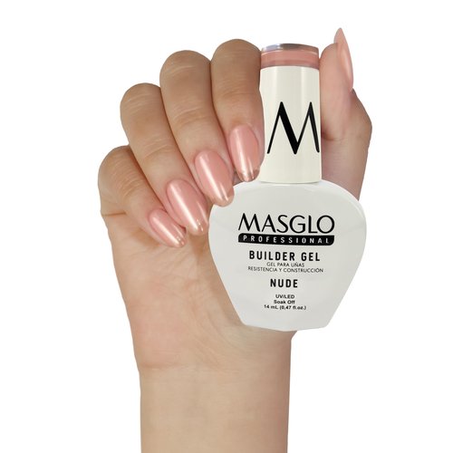 MASGLO Professional Builder Gel Nude, Nail Extension Formula, Self-Leveling Soak-Off Gel, Vegan UV/LED Sculpting System, Strong & Natural-Look Finish, 0.47 fl oz