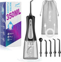 Skiennix 350ML Water Dental Flosser - Portable Cordless Oral Irrigator with 5 Modes | Waterproof & Rechargeable (Black)