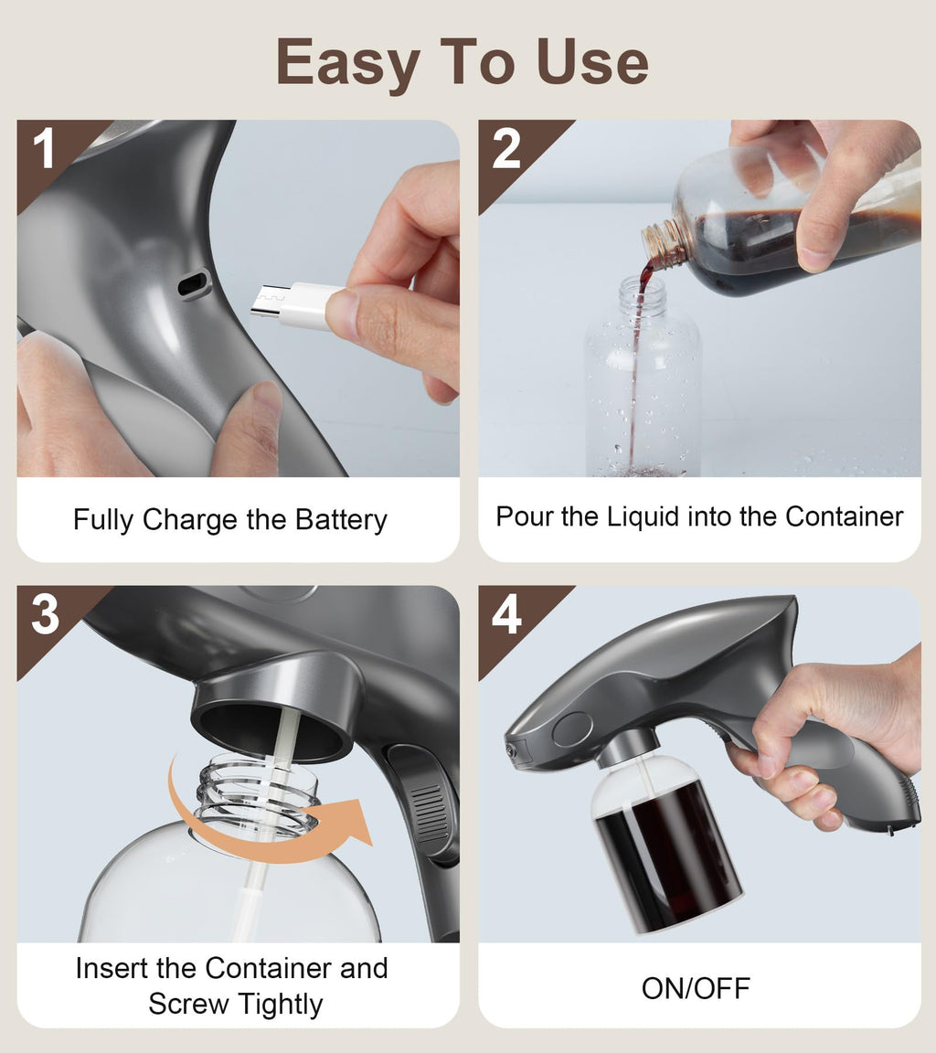 Portable Cordless Spray Tan Machine with One-Touch Operation Professional Spray Tan Gun for Salon Use & At-Home DIY(Gray, 280ml)