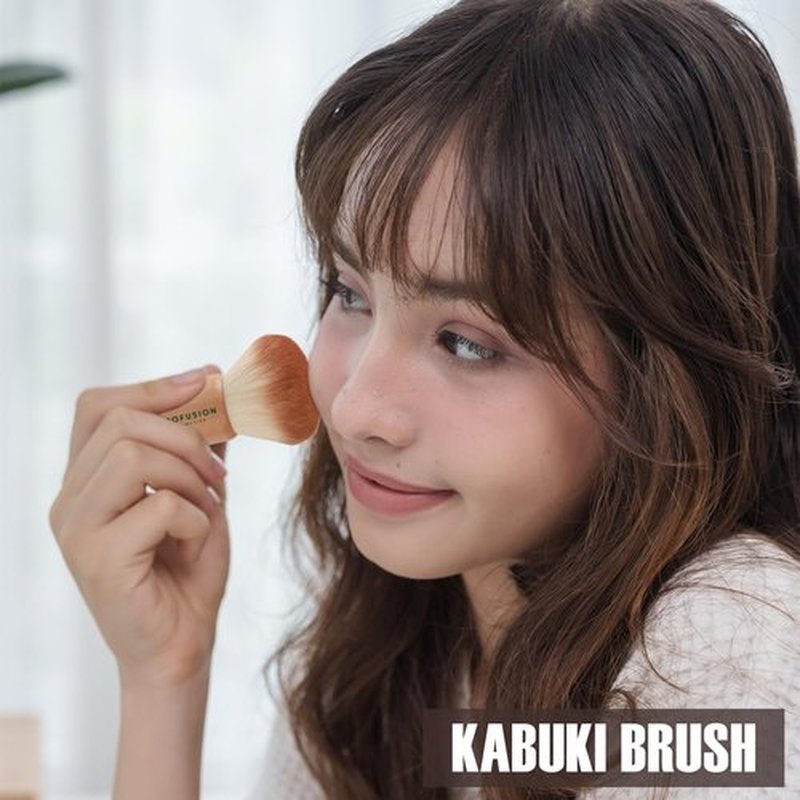Profusion Cosmetics Matcha Love Duo | Weightless 2-in-1 Correcting Setting Powder & Kabuki Brush - Talc-Free, Revives Dull Skin