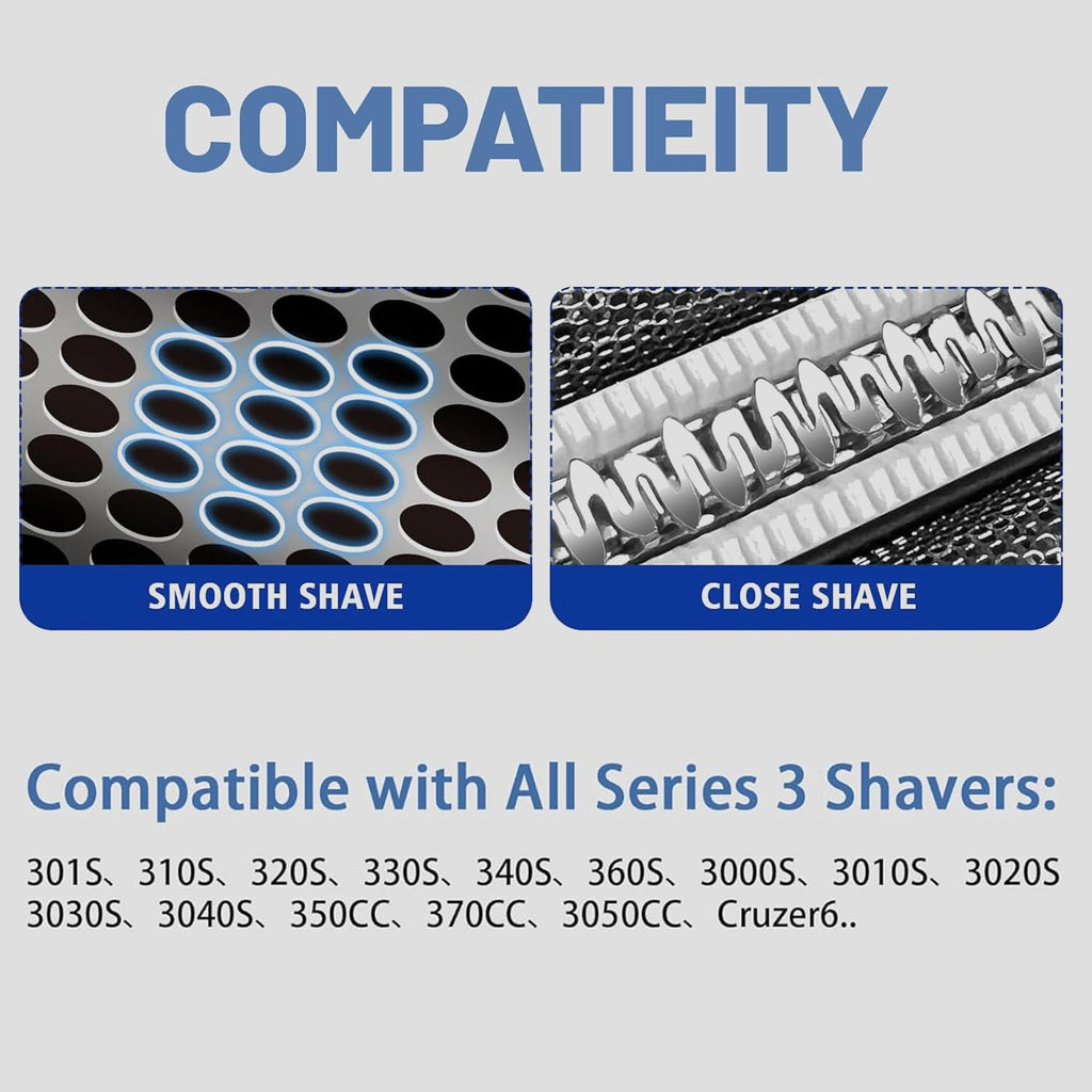32B Series 3 Electric Shaver Replacement Head Accessories for Braun S3 Foil & Cutter Razor Heads, Applicable for Braun S3 3040s 3010s 310s 3000s 3050cc 3080s 390cc Etc