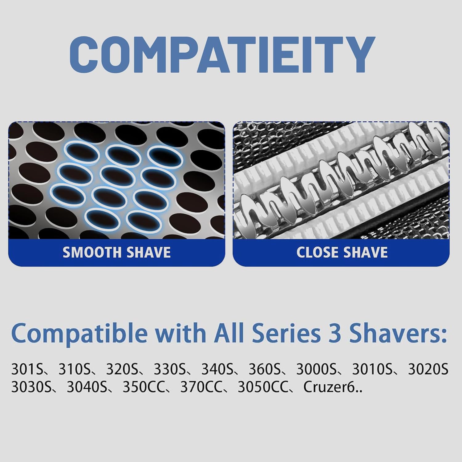 32B Series 3 Electric Shaver Replacement Head Accessories for Braun S3 Foil & Cutter Razor Heads, Applicable for Braun S3 3040s 3010s 310s 3000s 3050cc 3080s 390cc Etc