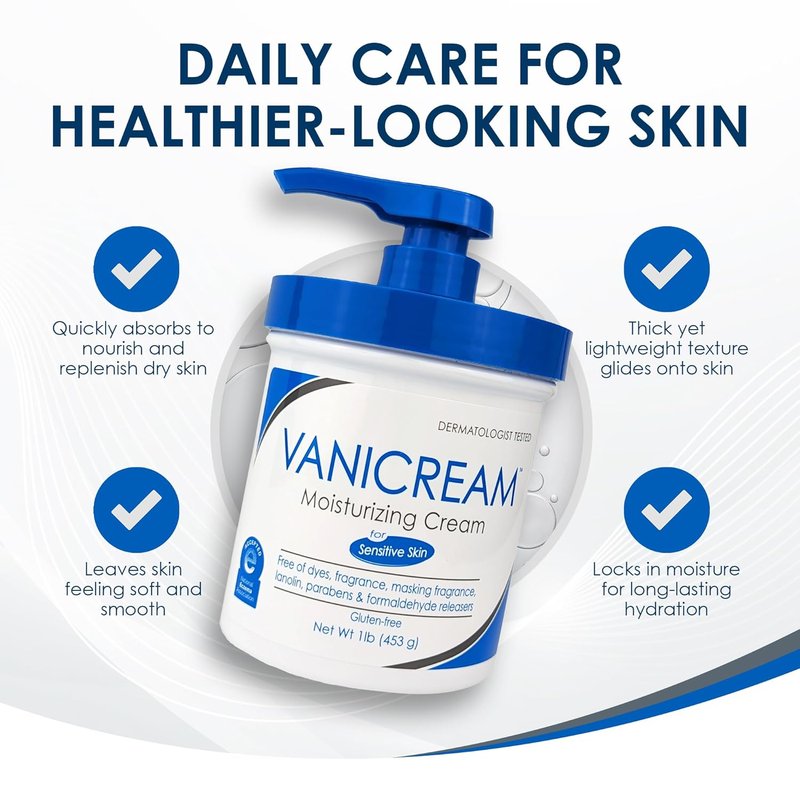 Vanicream Moisturizing Skin Cream - Gentle Formula for Sensitive Skin | 16 fl oz Pump Dispenser