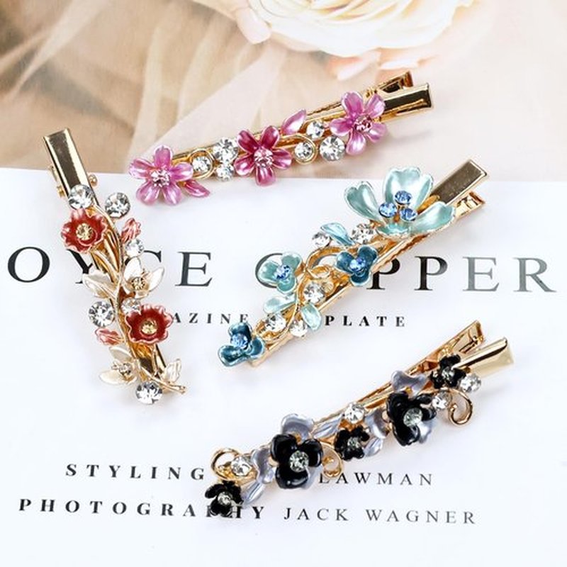 inSowni 12 Pieces Gold Metal Rhinestone Butterfly Flower Alligator Hair Clips Barrettes Accessories for Women Girls