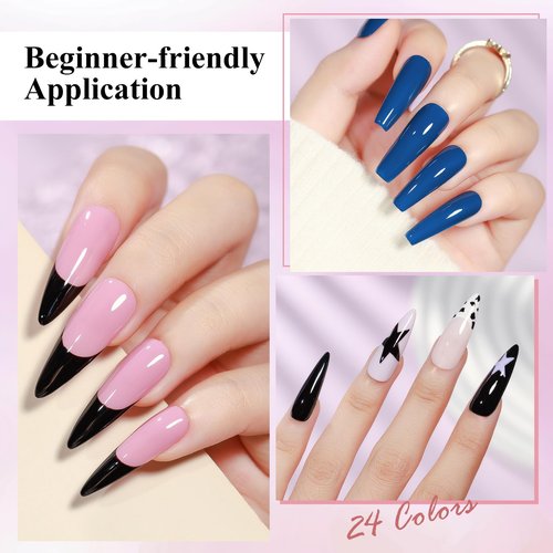 Bevimee Quick Dry Nail Polish Set: 24 Colors Regular Fingernail Polish Non Gel Bulk Black Nude Pink Red Green Blue Purple Long Lasting French Nail Art DIY Home Gift Set for Women