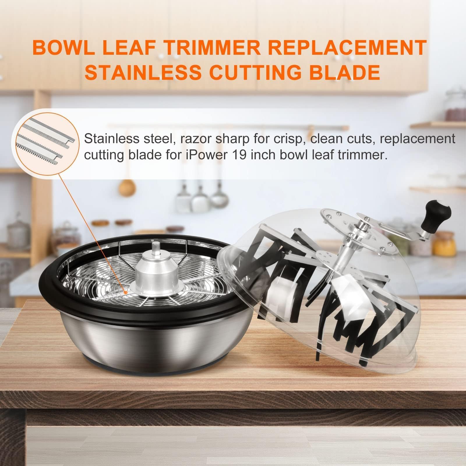 iPower 16-Inch Leaf Bowl Trimmer Twisted Spin Cut for Plant Bud and Flower with Upgraded Gears 6.5” Gardening Hand Pruner Included, Kit, Silver&Orange