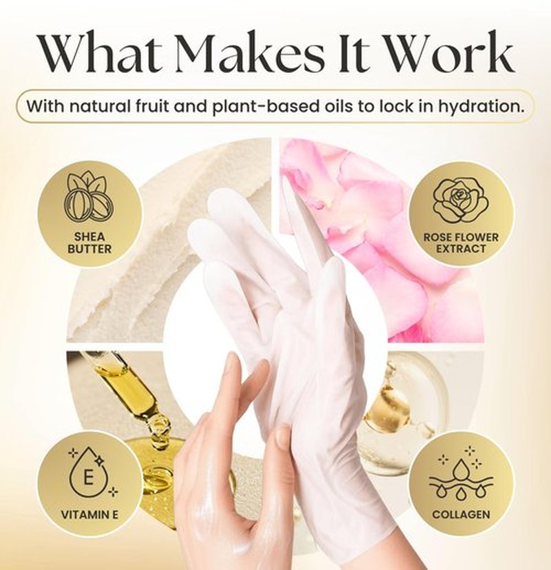 Epocha Hand Mask for Dry Cracked Hands Pack of 6 Pairs – Peeling Treatment with Shea Butter to Remove Dead Skin | Hand Moisturizing Gloves for Skin Relief, Soft and Smooth Hands