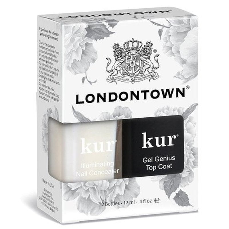 LONDONTOWN Nail Concealer & Gel Genius Top Coat Duo - Brighten & Illuminate Nails, Chip-Resistant Finish, 2 Piece Set, 0.4 Fl Oz
