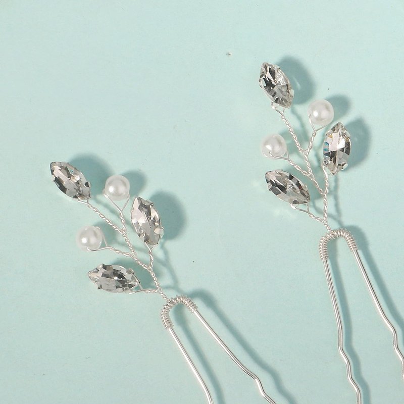 Yandino 18 Pieces Bride Wedding Hair Pins Bridal Hair Accessories Set Jewelry Bridesmaids Silver HairPiece for Women
