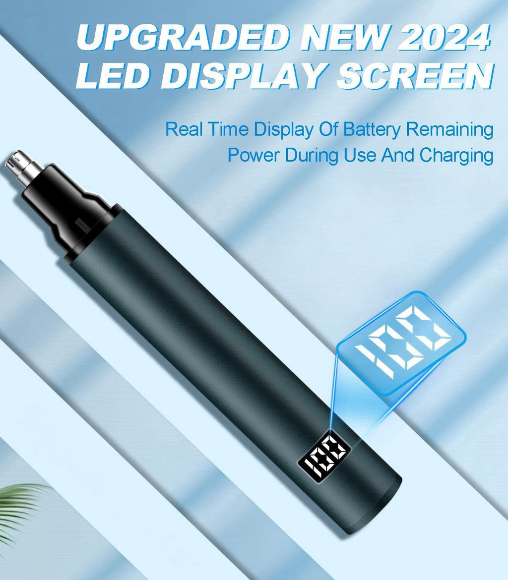 BUV Nose Hair Trimmer for Men with LED Display- 2026 Professional Painless Ear Hair Trimmers for Women, USB Rechargeable Nose Hair Trimmer Clipper – 14,000 RPM IPX7 Waterproof Dual Edge Blades, Blue