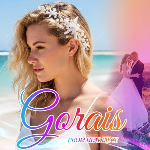 GORAIS Starfish Bride Wedding Hair Vine Silver Pearl Bridal Mermaid Headpiece Beach Hair Accessories Headband for Women and Girls